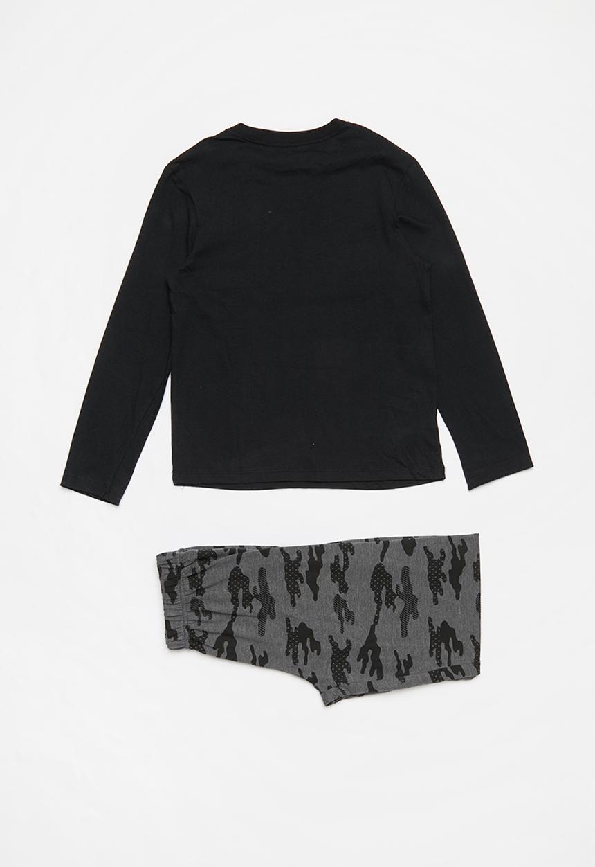 Rebel Republic - Sleep mode pj set - grey & black 