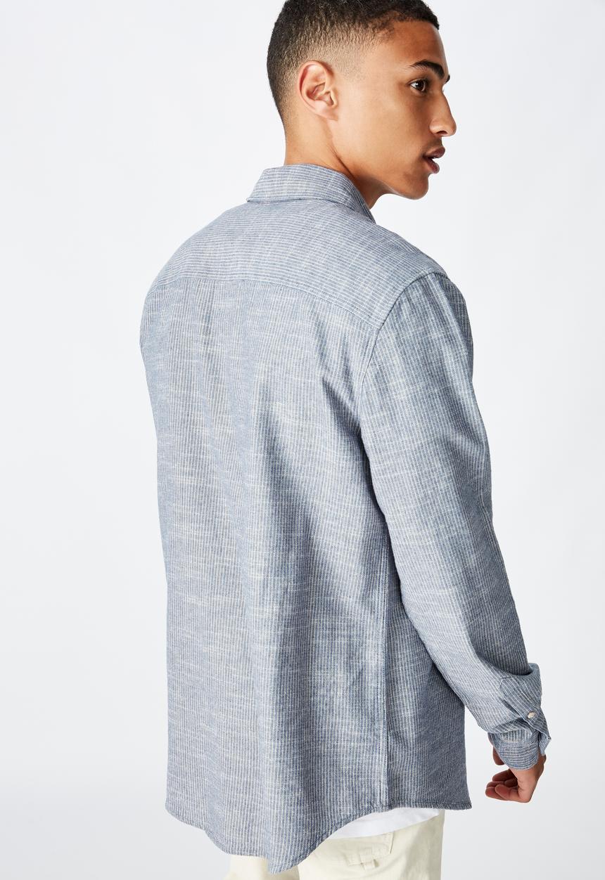 Cotton On - Textured long sleeve shirt - indigo 