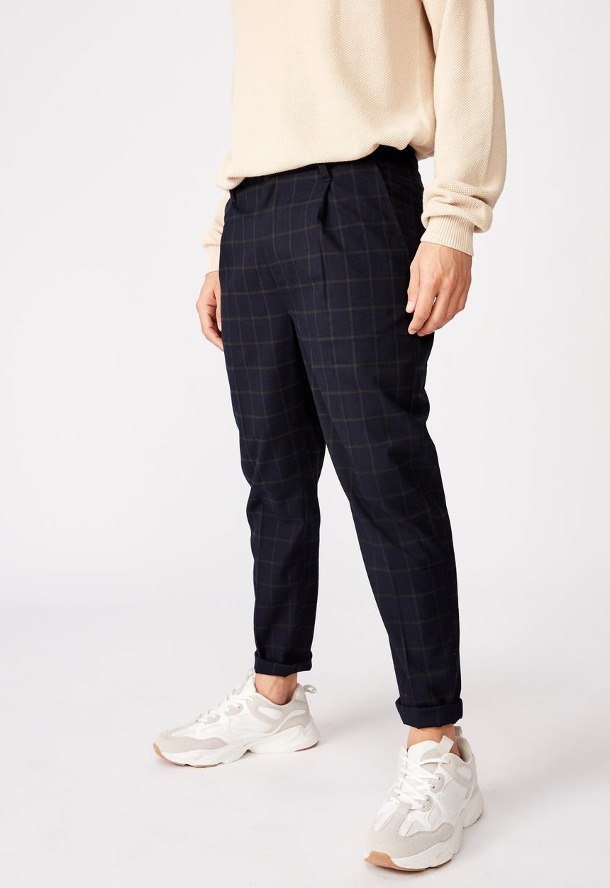 Cotton On - Oxford trouser - navy & green 