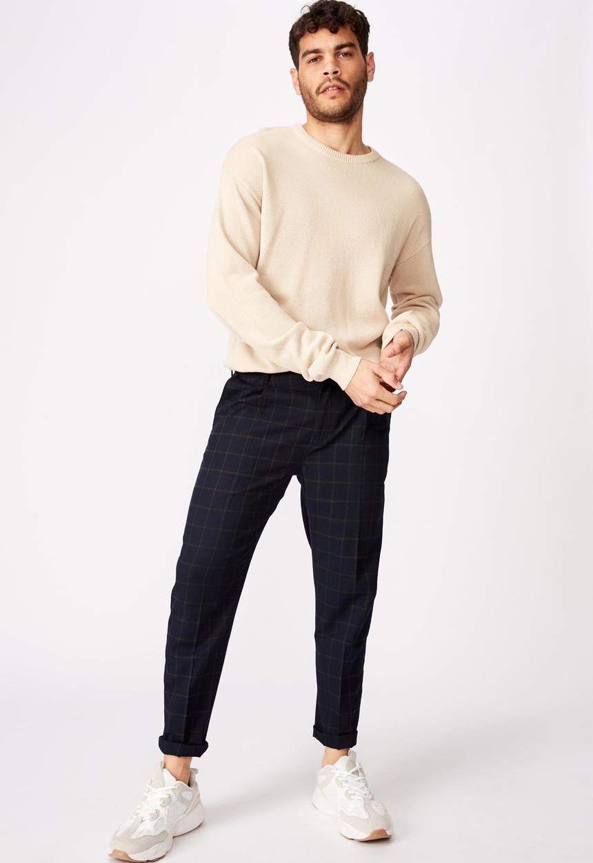 Cotton On - Oxford trouser - navy & green 