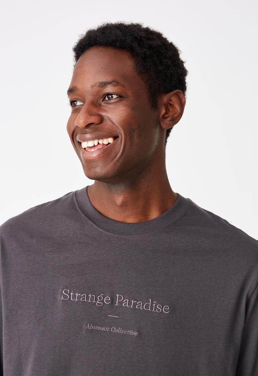 Cotton On - Abstract collective emb Tbar long sleeve - faded slate