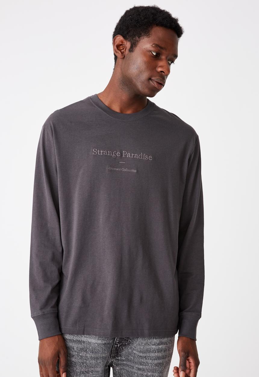 Cotton On - Abstract collective emb Tbar long sleeve - faded slate