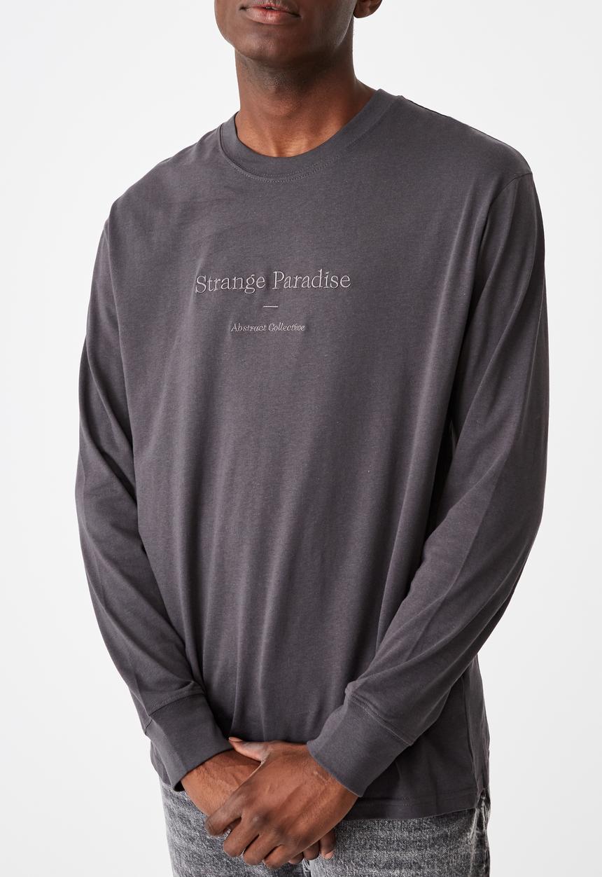 Cotton On - Abstract collective emb Tbar long sleeve - faded slate