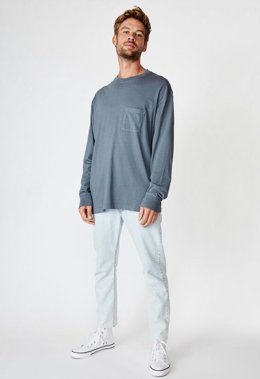 Cotton On - Acid long sleeve tee  - dusty denim acid