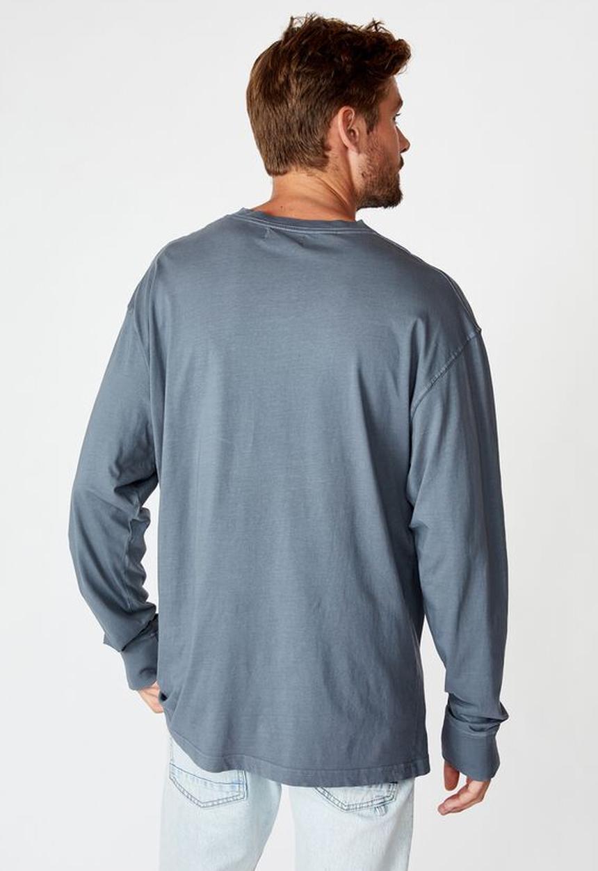 Cotton On - Acid long sleeve tee  - dusty denim acid
