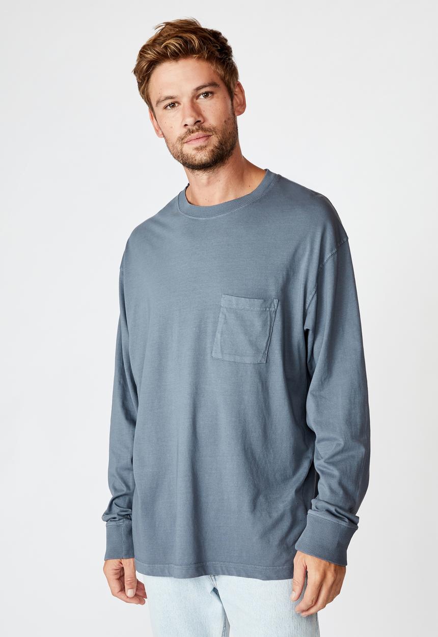 Cotton On - Acid long sleeve tee  - dusty denim acid