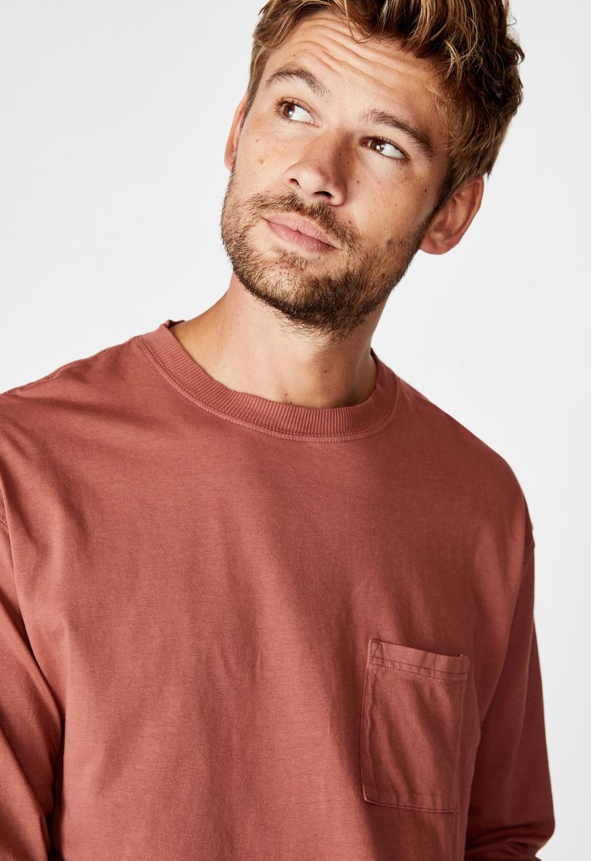 Cotton On - Acid long sleeve tee  - ox blood acid