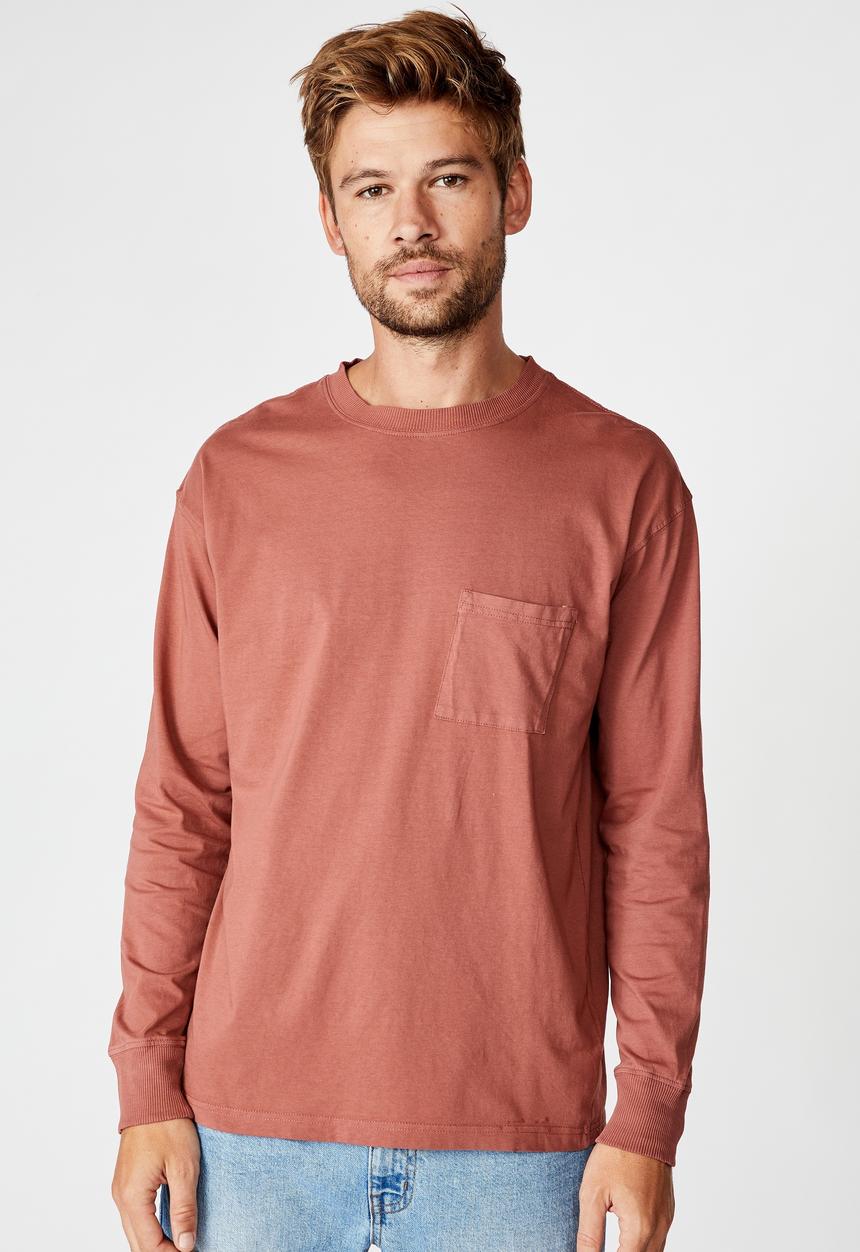 Cotton On - Acid long sleeve tee  - ox blood acid