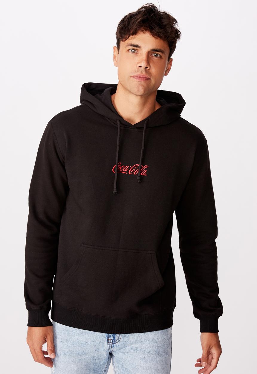 Cotton On - Mixed Coke icon collab fleece pullover -  black