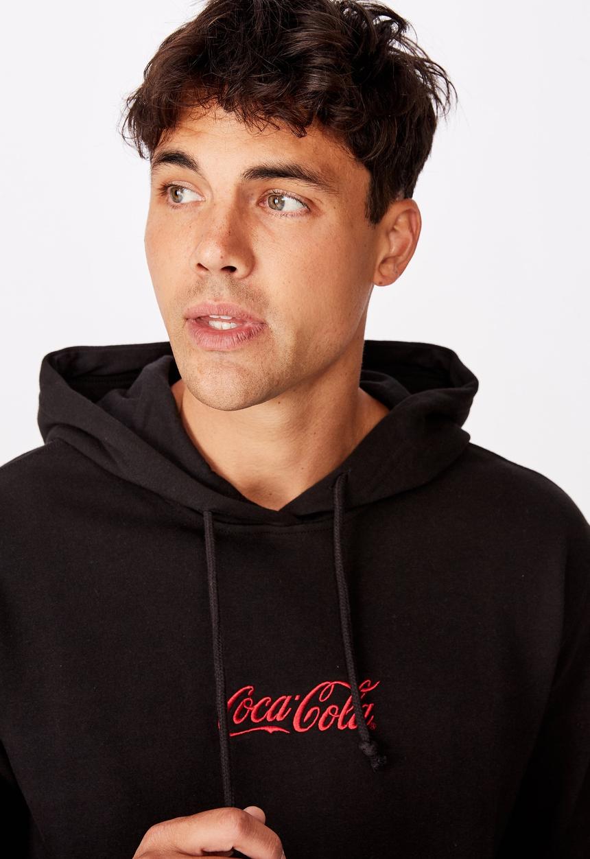 Cotton On - Mixed Coke icon collab fleece pullover -  black