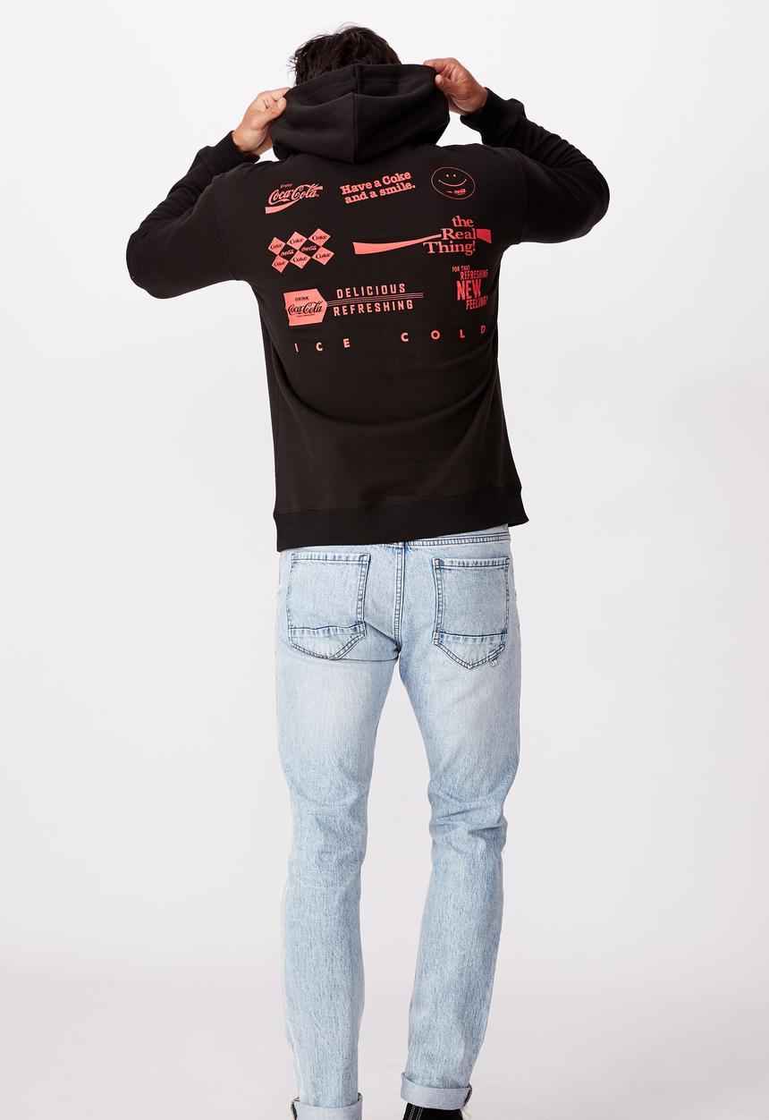 Cotton On - Mixed Coke icon collab fleece pullover -  black