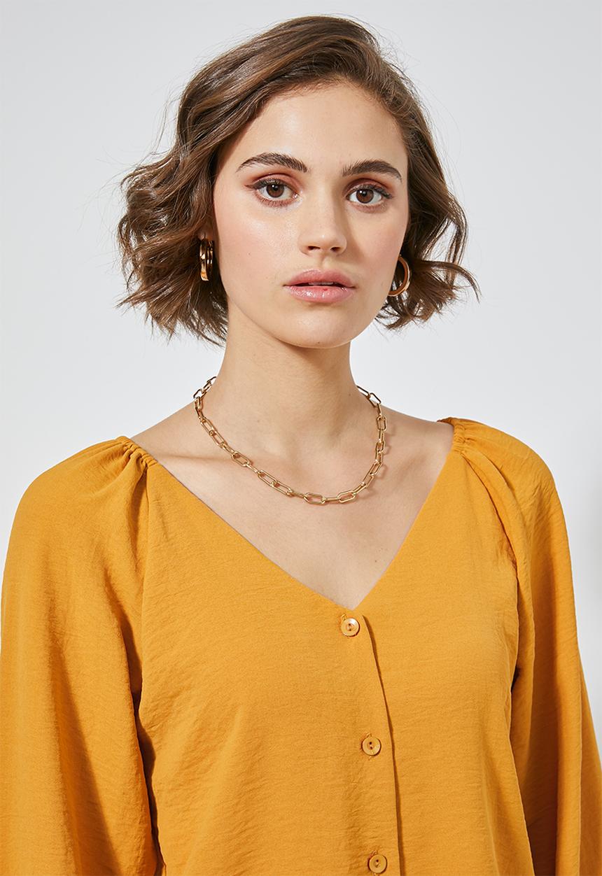 Superbalist - V-neck button down blouse - mustard