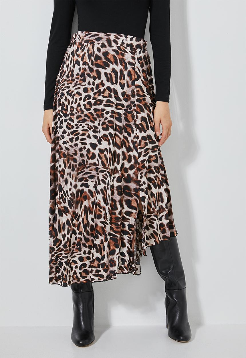 Superbalist - Asymmetric pleated midi skirt - brown