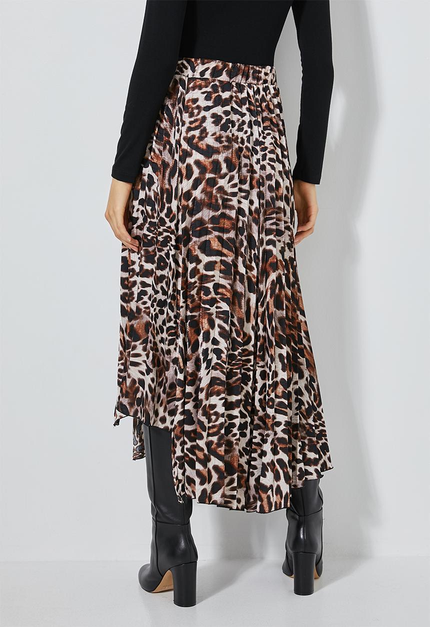 Superbalist - Asymmetric pleated midi skirt - brown