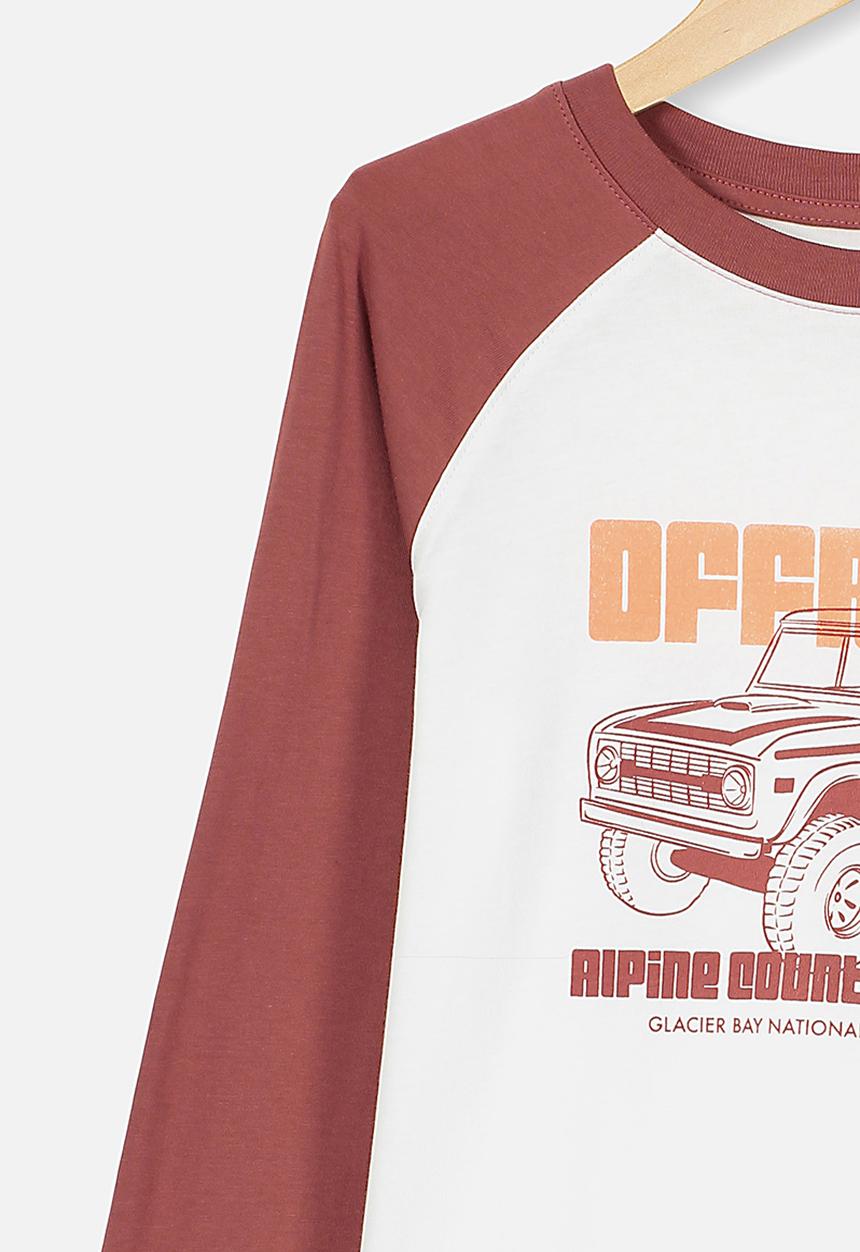 Free by Cotton On - Raglan long sleeve tee  - white & red
