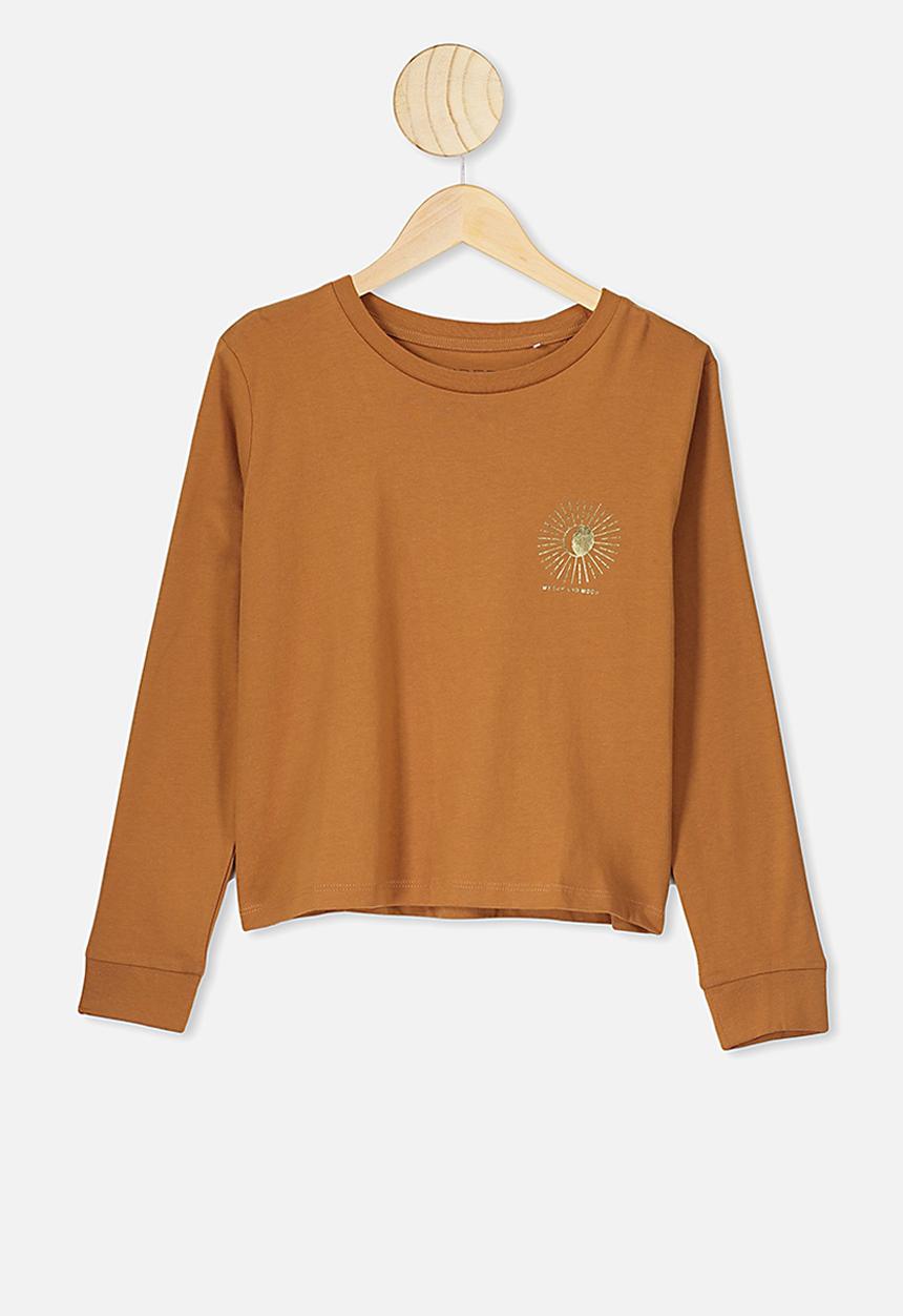 Free by Cotton On - Girls long sleeve tee - brown 