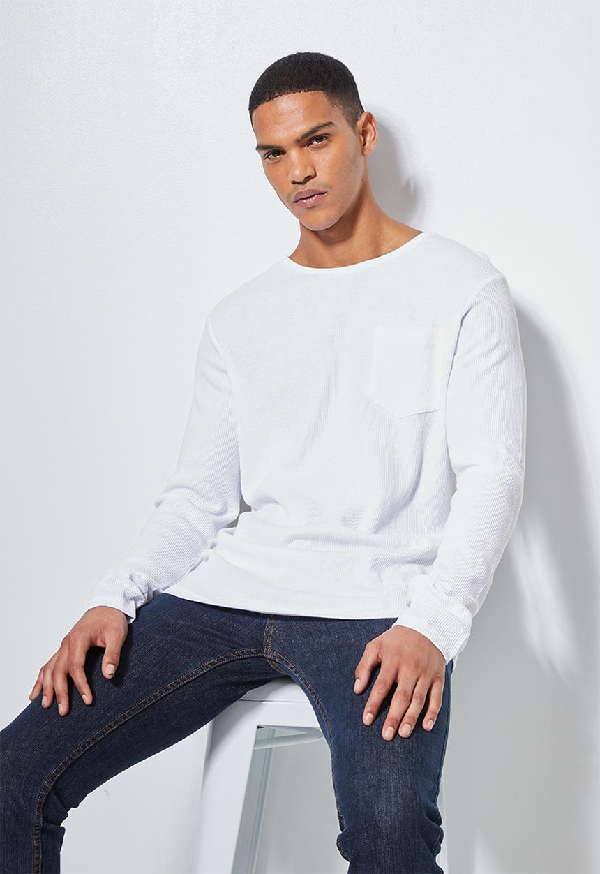 Superbalist - Textured pocket tee - white