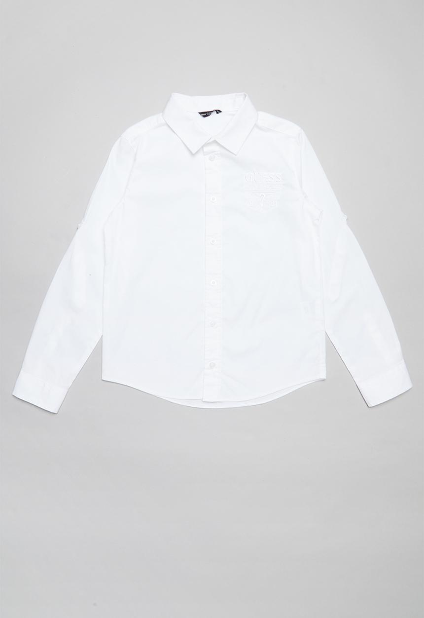 GUESS - Long sleeve Guess tab core shirt - white