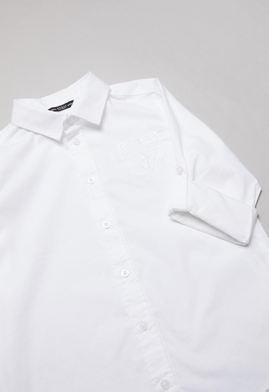 GUESS - Long sleeve Guess tab core shirt - white