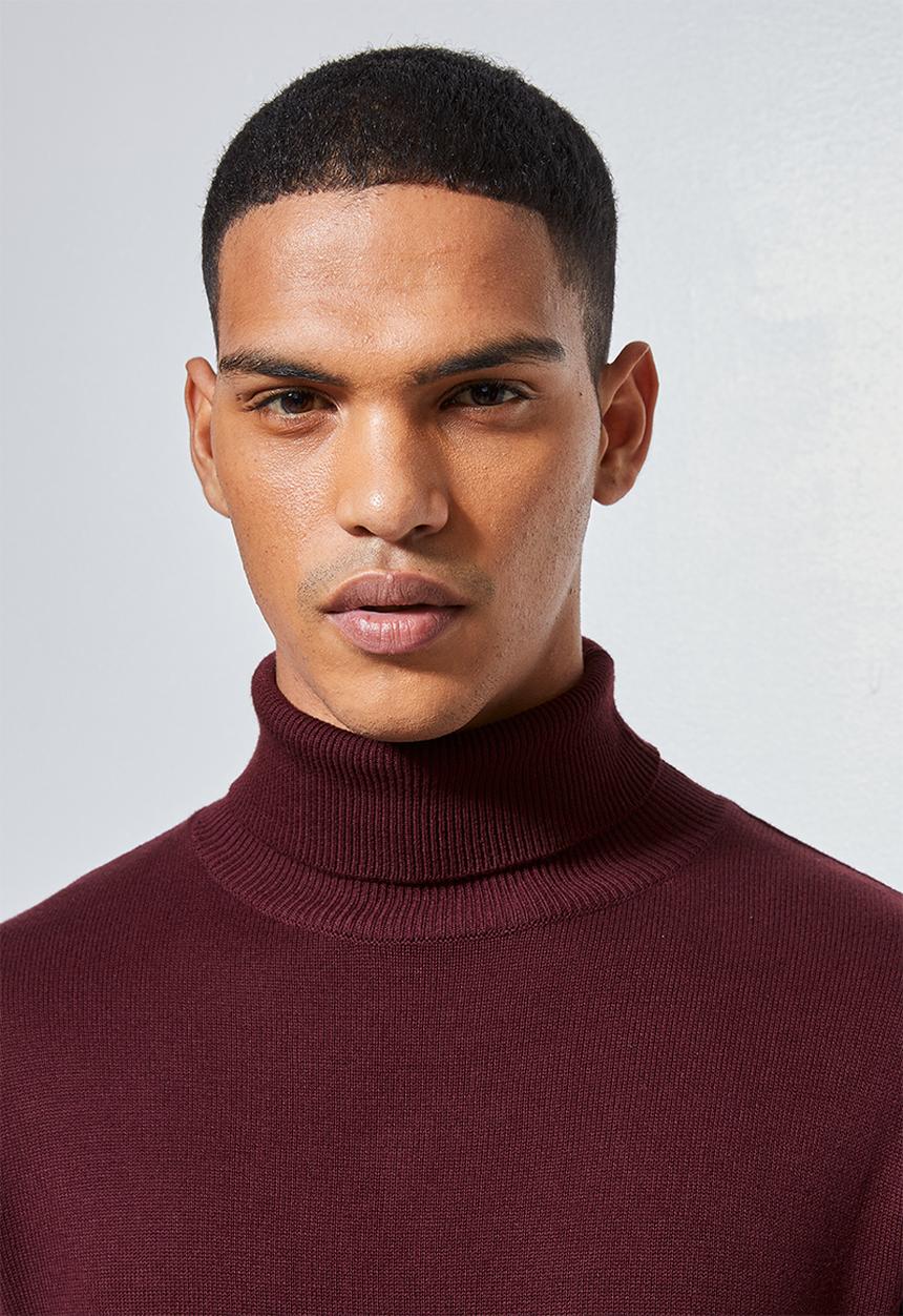 Superbalist - Premium slim fit roll neck knit - burgundy