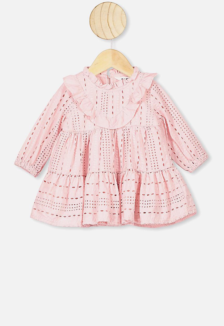 Cotton On - Lara flutter long sleeve dress - pink