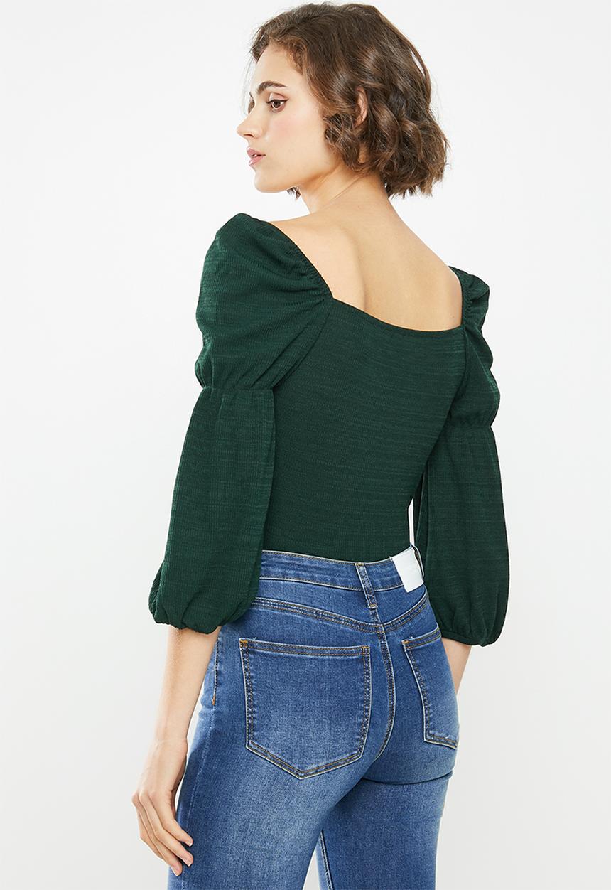 Glamorous - V-neck blouse bodysuit - dark green