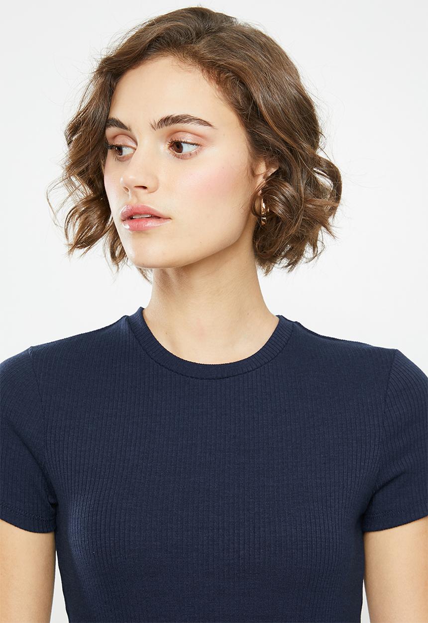 Cotton On - Essential short sleeve bodycon midi dress - navy