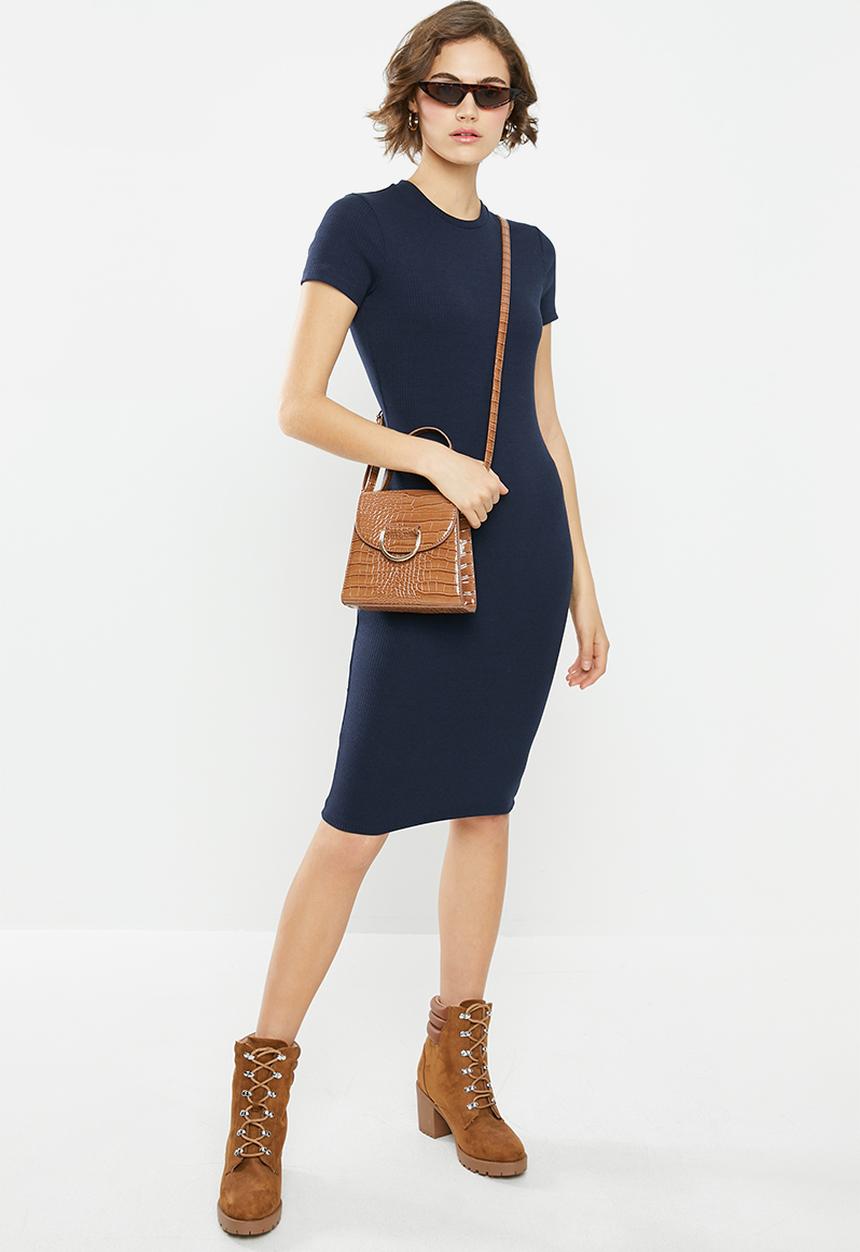 Cotton On - Essential short sleeve bodycon midi dress - navy