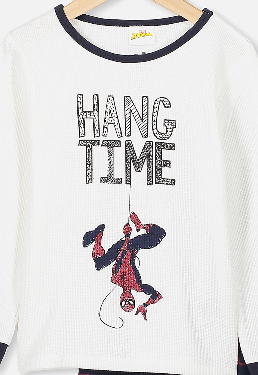 Cotton On - Noah long sleeve pj set - white & black 