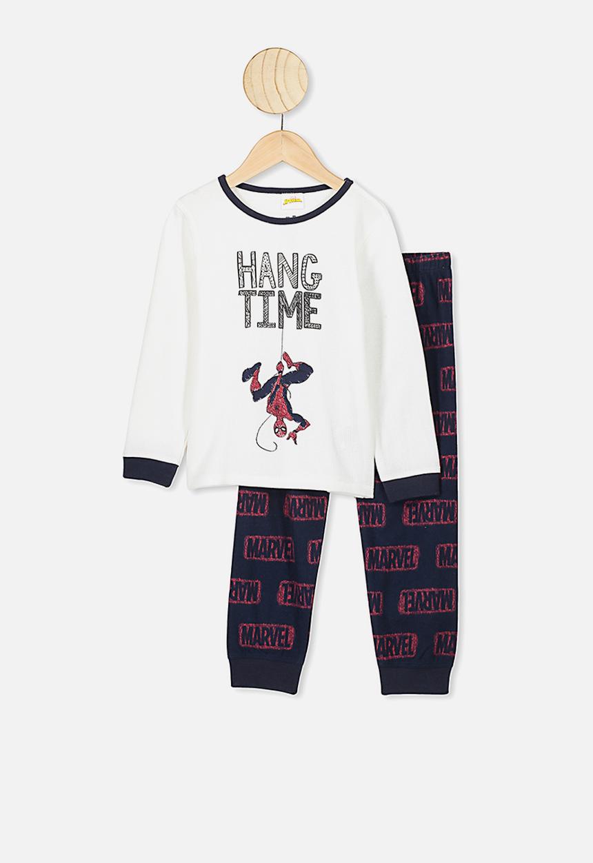 Cotton On - Noah long sleeve pj set - white & black 