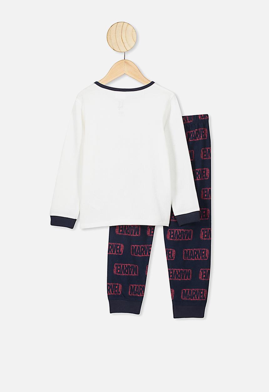 Cotton On - Noah long sleeve pj set - white & black 