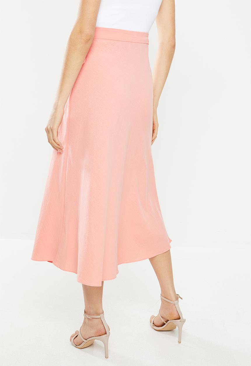 Glamorous - Wrap midi skirt with button detail - pink