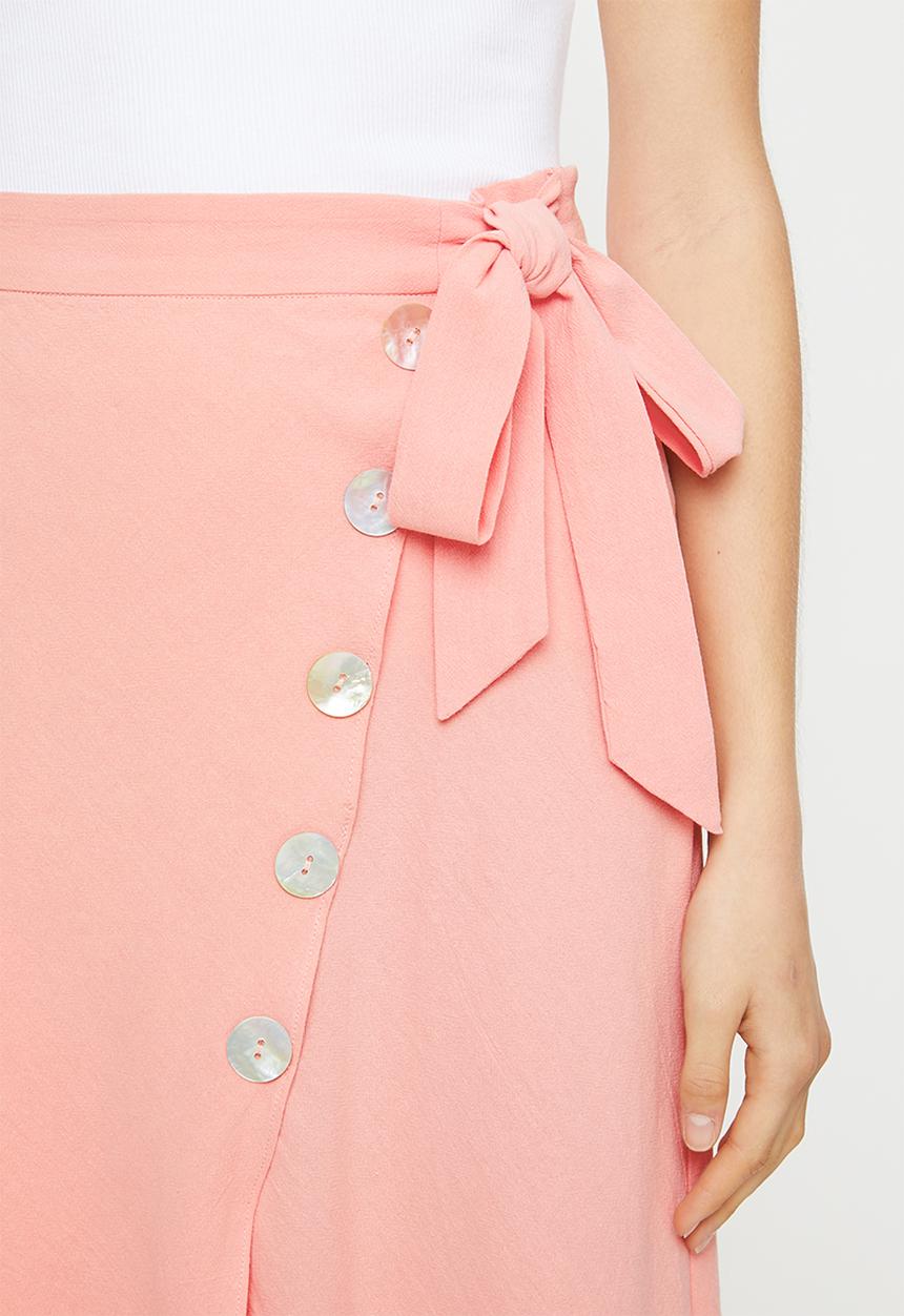 Glamorous - Wrap midi skirt with button detail - pink