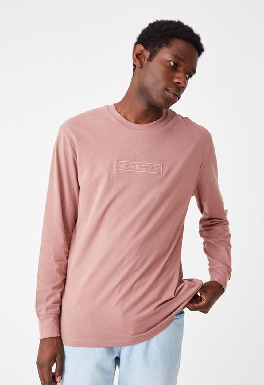 Cotton On - Modern edition emb Tbar long sleeve - dirty burgundy