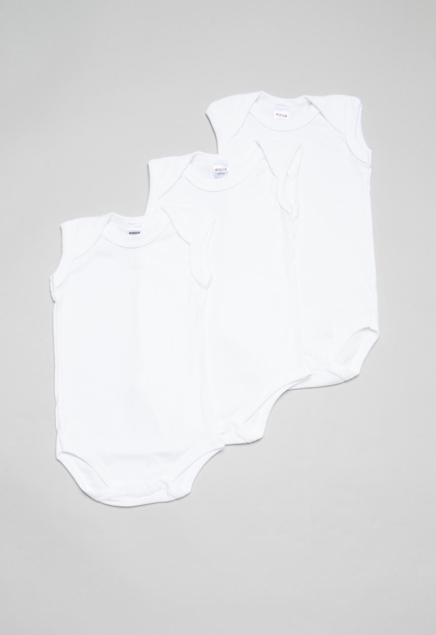 Pop Candy - 3pk sleeveless bodyvest - white