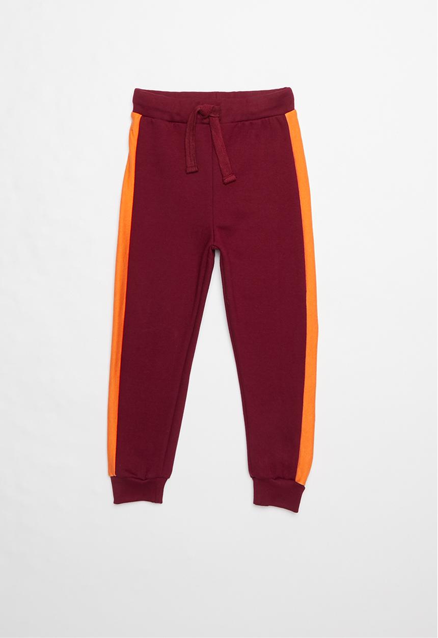 Pop Candy - Colour block trackpants- maroon & orange