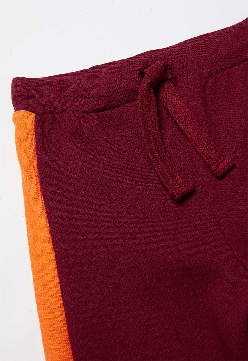 Pop Candy - Colour block trackpants- maroon & orange