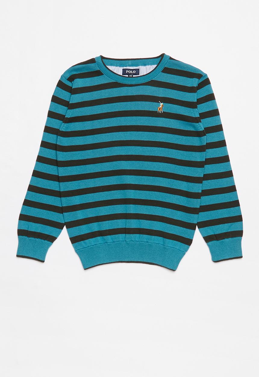 POLO - Boys Thyson striped crew neck pullover - teal