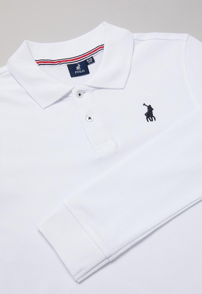 POLO - Boys Robert long sleeve golfer - white