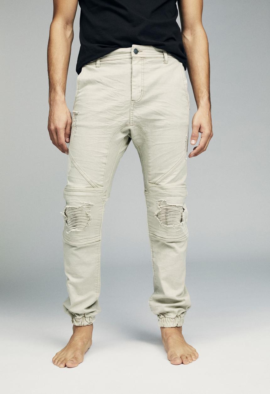 Cotton On - Slim denim jogger - bone ripped moto