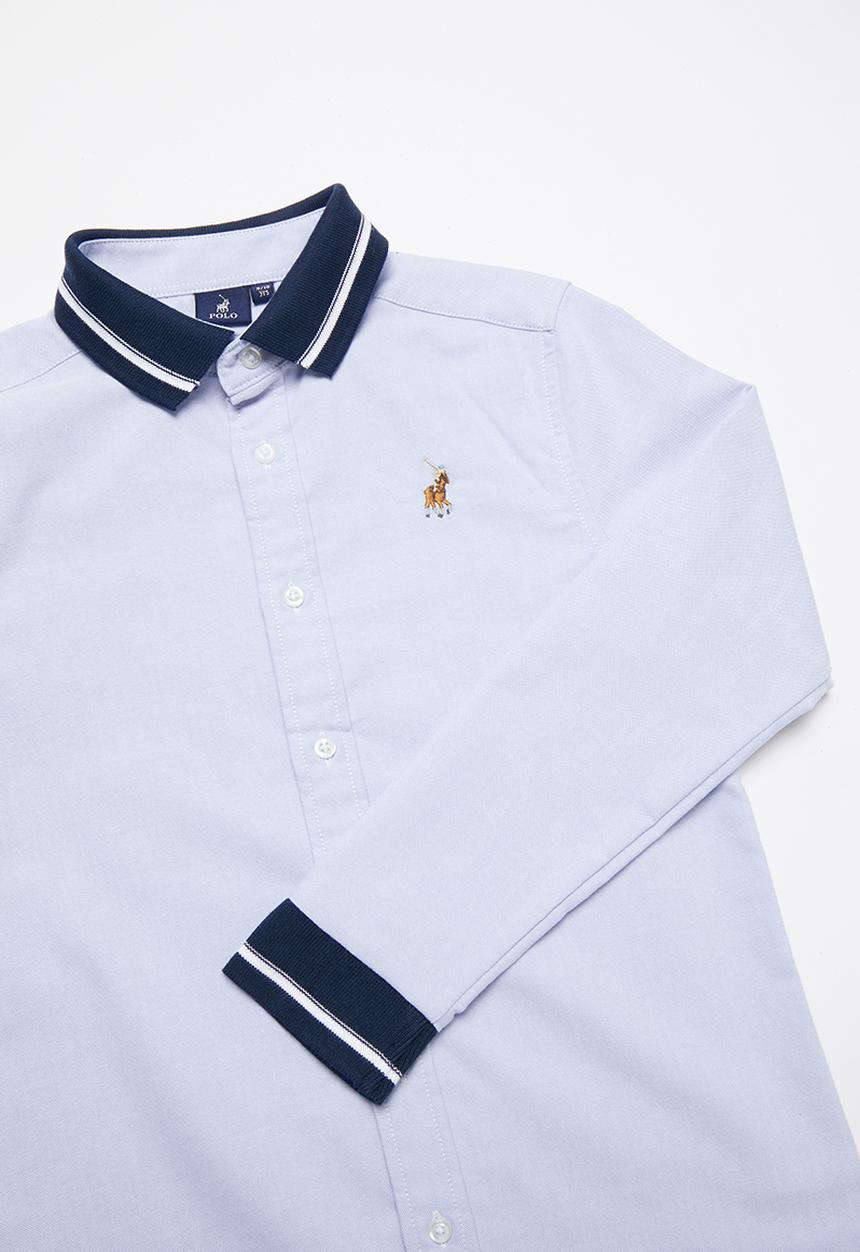 POLO - Boys Cooper long sleeve ribbed shirt - blue