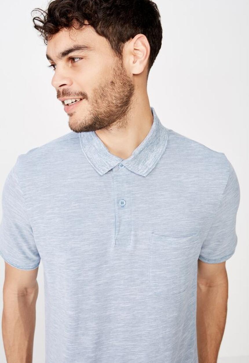 Cotton On - Brunswick slub polo - blue texture