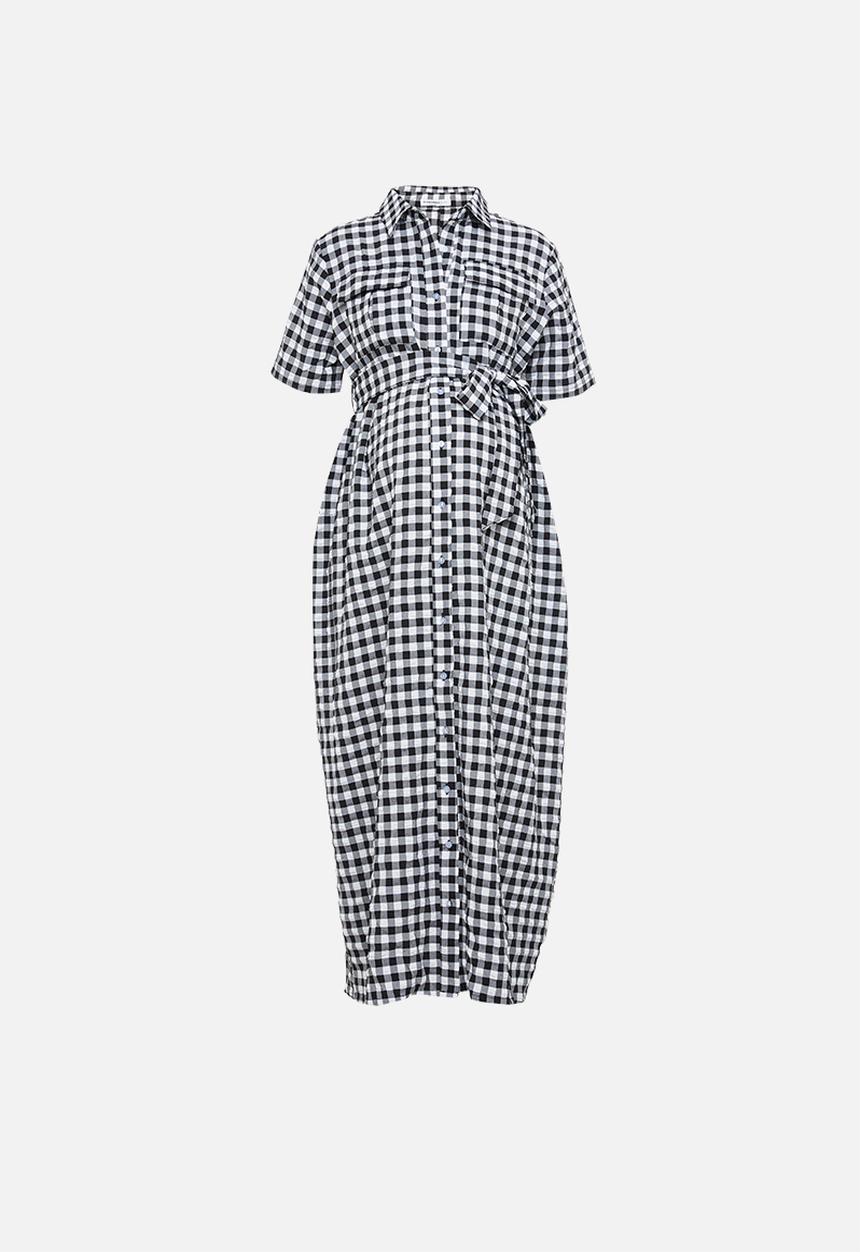 Glamorous - Maternity gingham maxi shirtdress - black