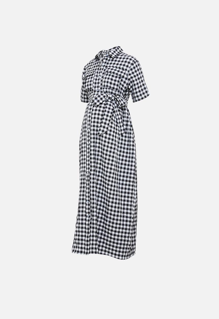 Glamorous - Maternity gingham maxi shirtdress - black