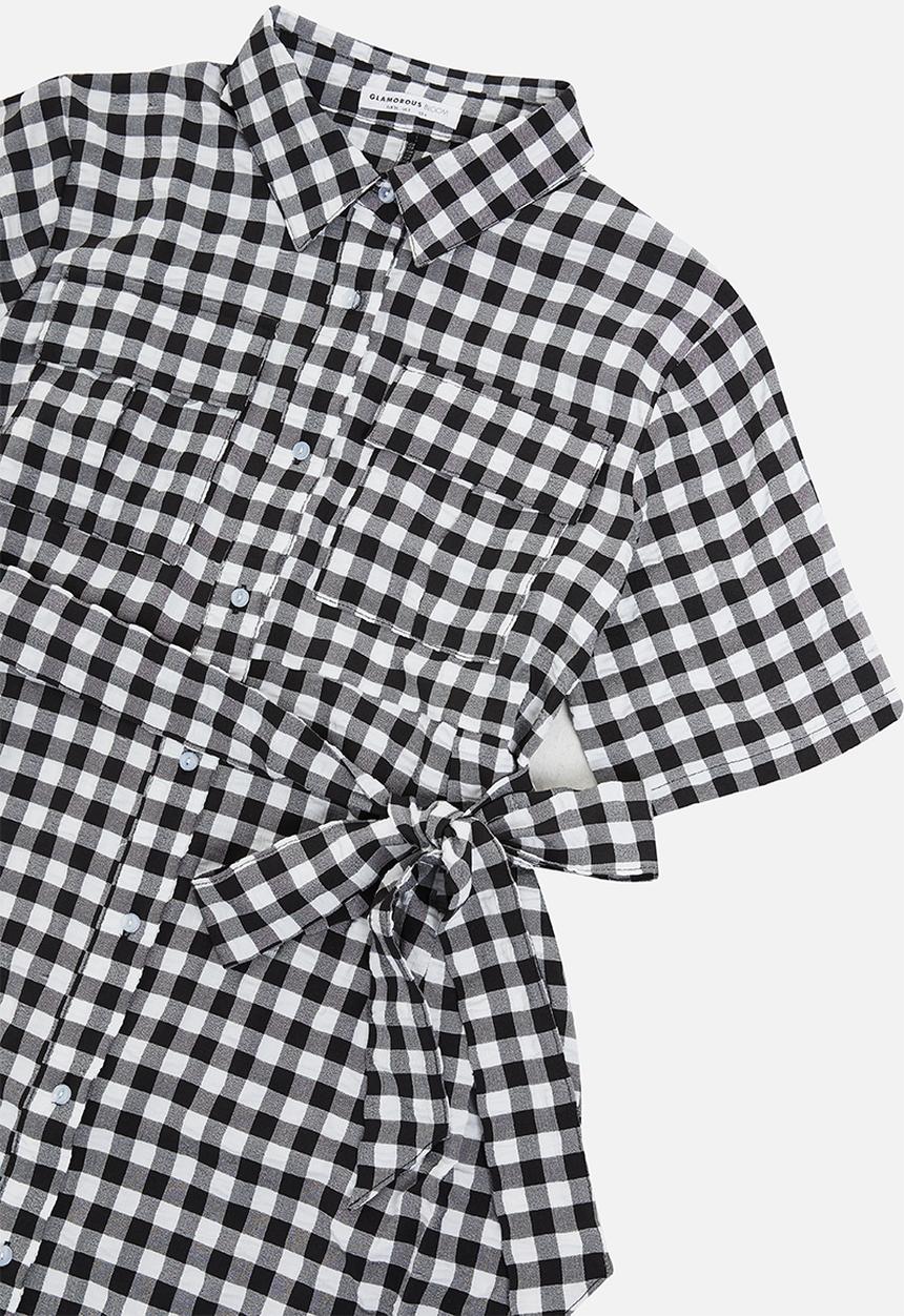 Glamorous - Maternity gingham maxi shirtdress - black