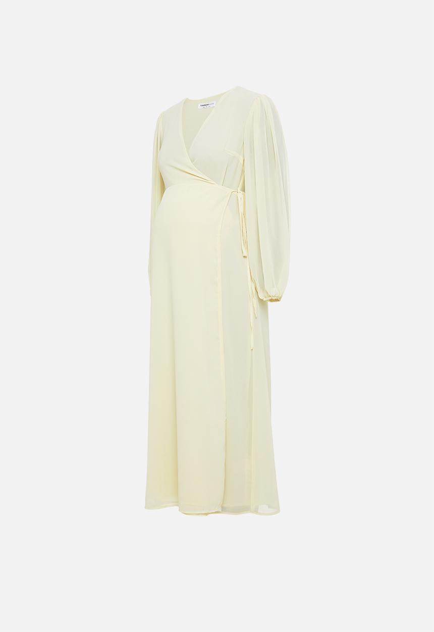 Glamorous - Maternity long sleeve fit & flare dress - yellow
