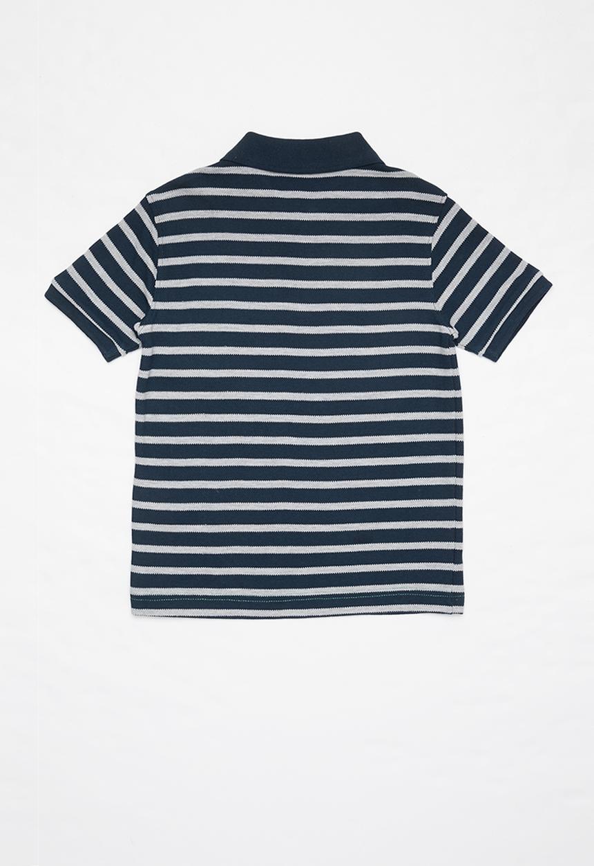 POLO - Boys Justin striped golfer - navy & grey 