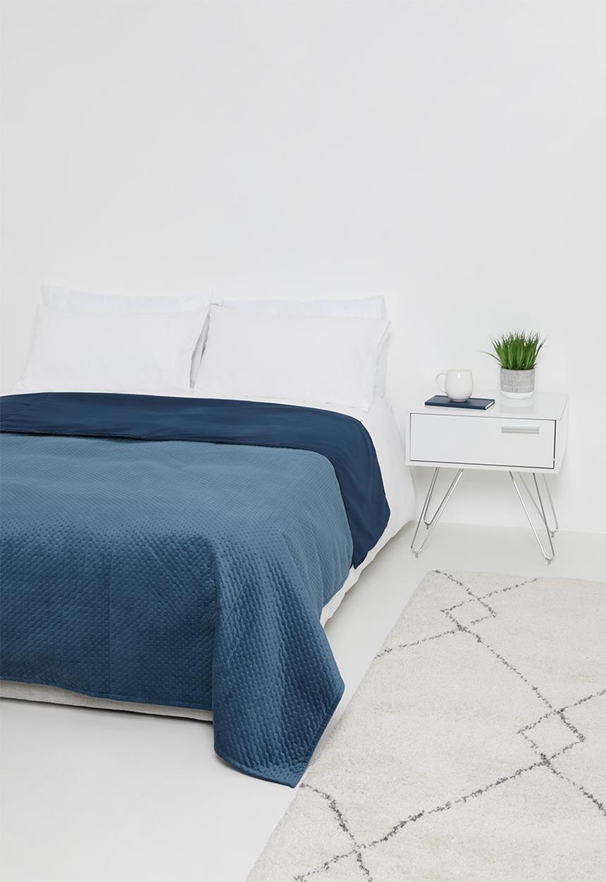 Sixth Floor - Velvet bed quilt - teal blue