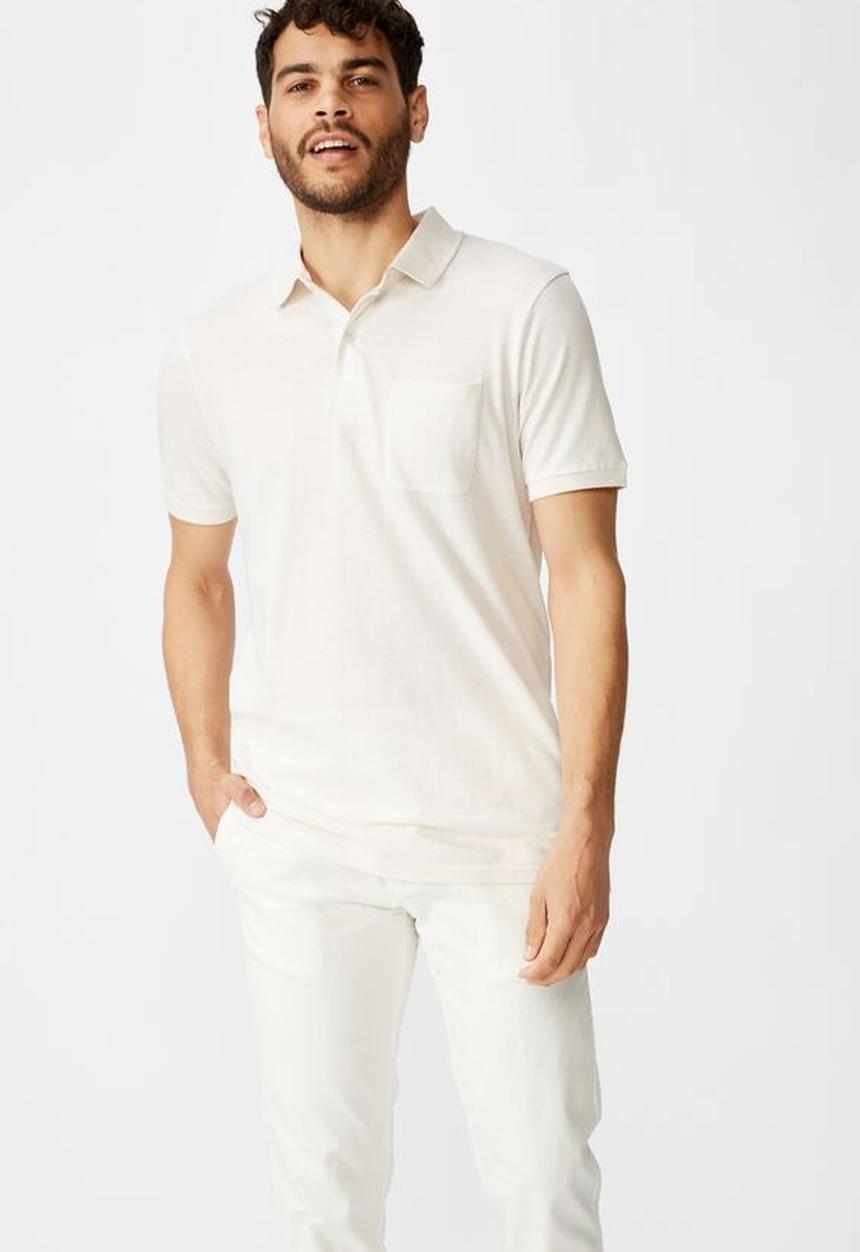 Cotton On - Brunswick slub polo - white texture
