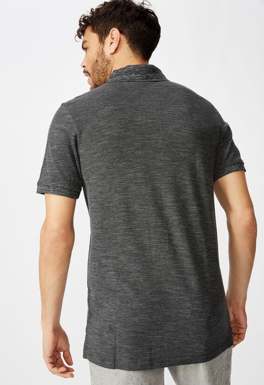 Cotton On - Brunswick slub polo - charcoal texture